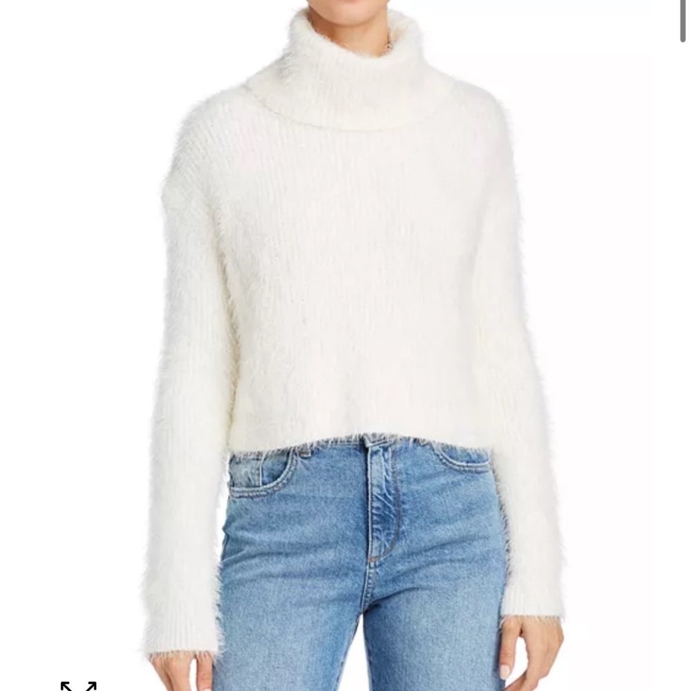 JACK by BB Dakota White Cropped Turtleneck Sweater